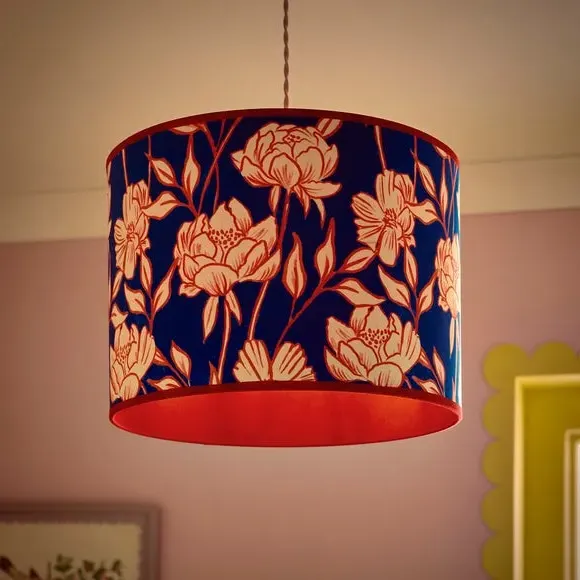 Tree Peony Lamp Shade - Multicolor, Fabric