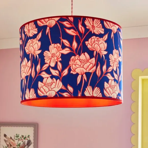 Tree Peony Lamp Shade - Multicolor, Fabric