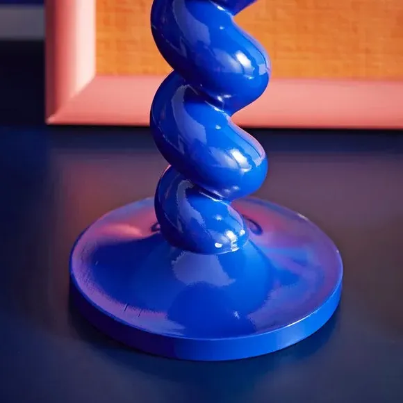 Twisted Candlestick Holder - Cobalt Blue
