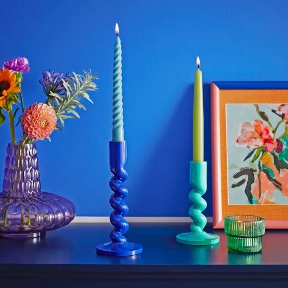 Twisted Candlestick Holder - Cobalt Blue image