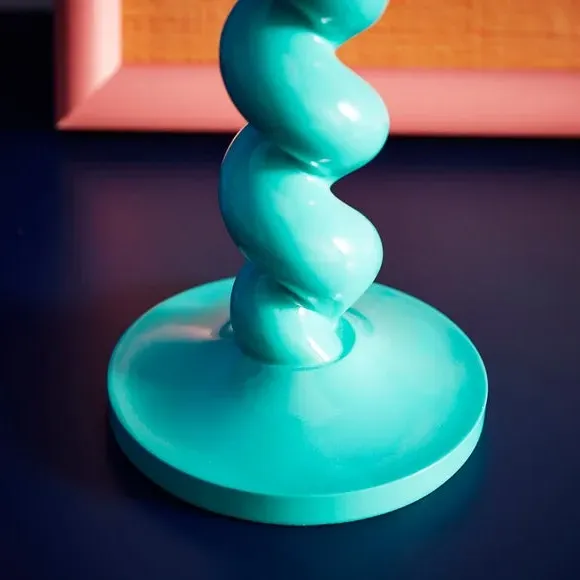 Twisted Candlestick Holder - Turquoise