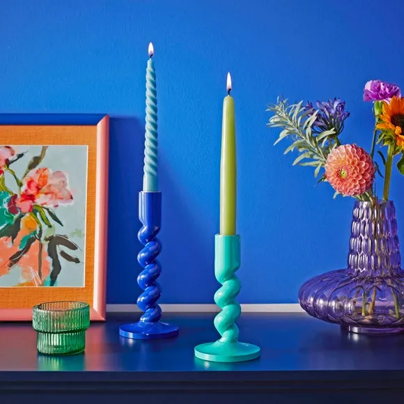 Twisted Candlestick Holder - Turquoise image