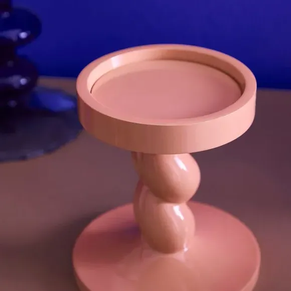 Twisted Pillar Candle Holder - Coral, Resin