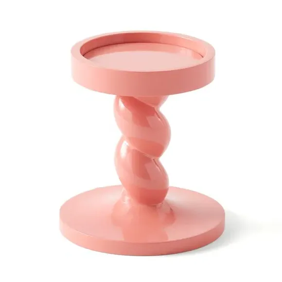Twisted Pillar Candle Holder - Coral, Resin