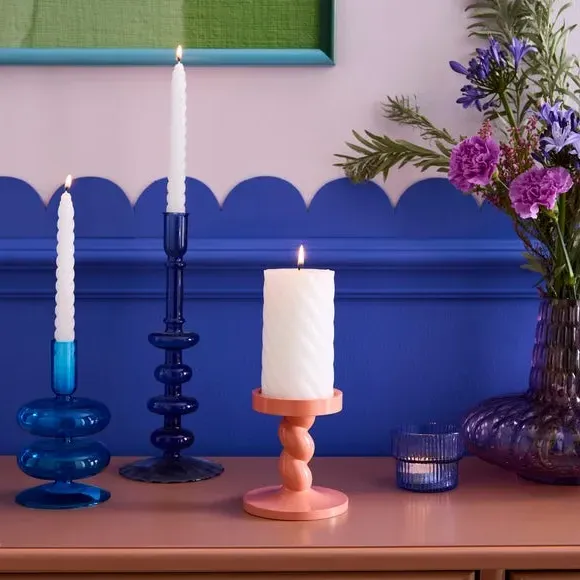 Twisted Pillar Candle Holder - Coral, Resin image