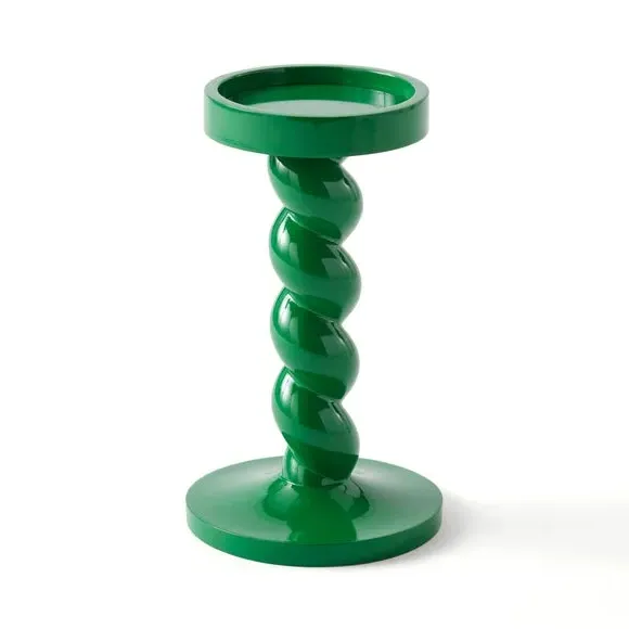 Twisted Pillar Candle Holder - Jade, Resin