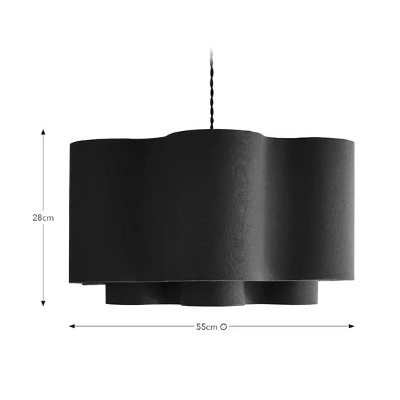 Two Tier Lamp Shade Wavy Design - Cobalt, Polyester