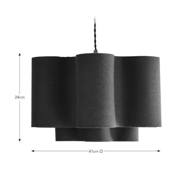 Two Tier Lamp Shade Wavy Design - Cobalt, Polyester