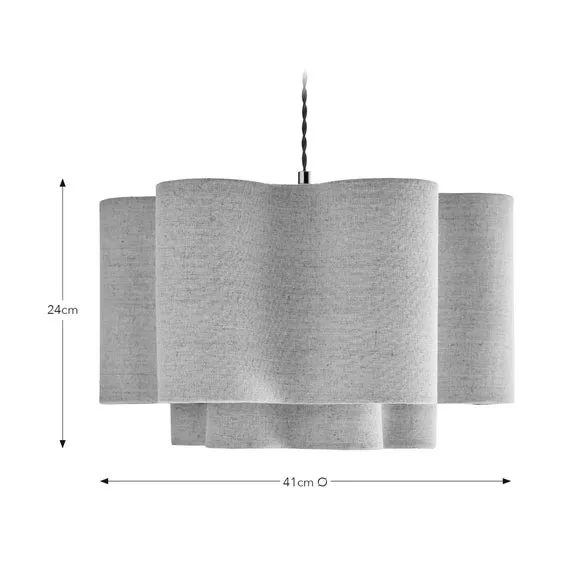 Two Tier Lamp Shade Wavy Design - Natural, Polyester