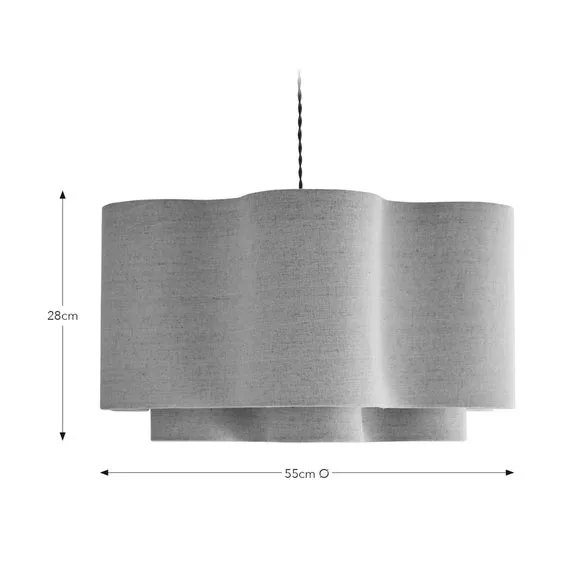 Two Tier Lamp Shade Wavy Design - Natural, Polyester