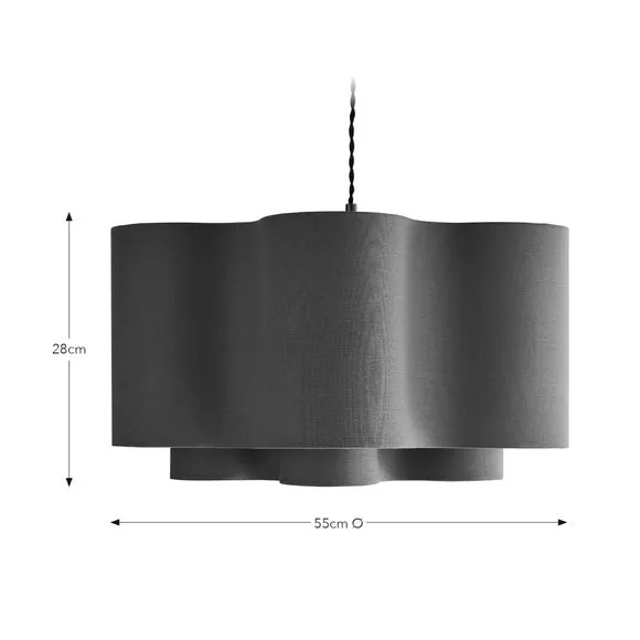 Two Tier Lamp Shade Wavy Design - Turquoise, Polyester