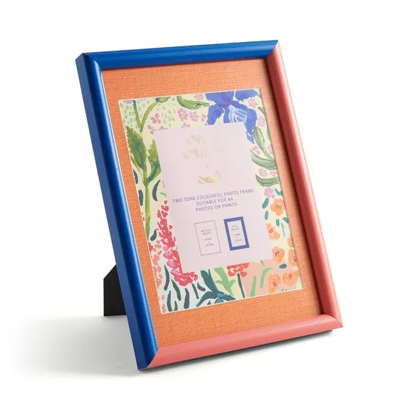 Two Tone Photo Frame - Cobalt/Coral