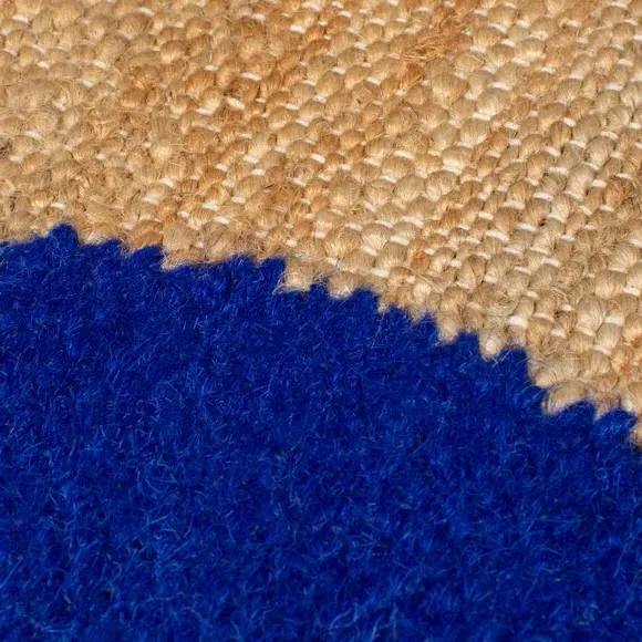 Wave Border Rug - Blue, Jute