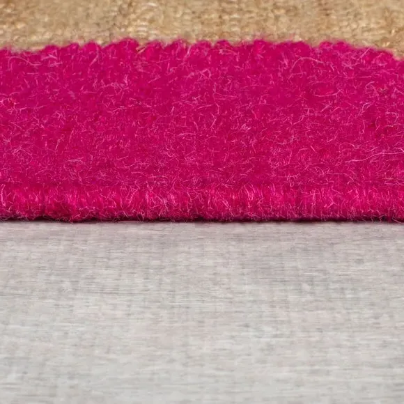 Wave Border Rug - Raspberry, Jute