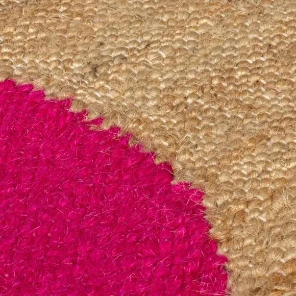 Wave Border Rug - Raspberry, Jute