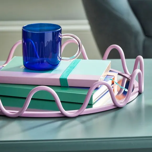 Wavy Mirrored Tray Wall Mount - Lilac, Metal