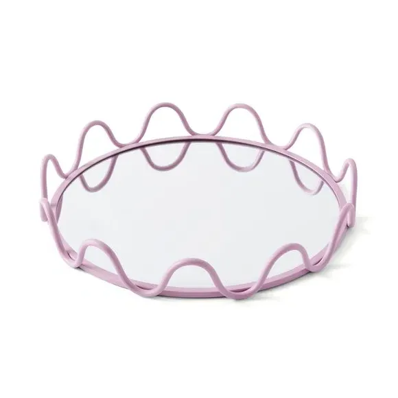 Wavy Mirrored Tray Wall Mount - Lilac, Metal