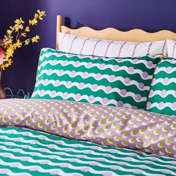 Wiggle Dot Duvet Cover & Pillowcase Set - Green