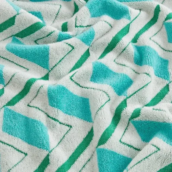 Zig Zag Cotton Towel - Turquoise, Cotton