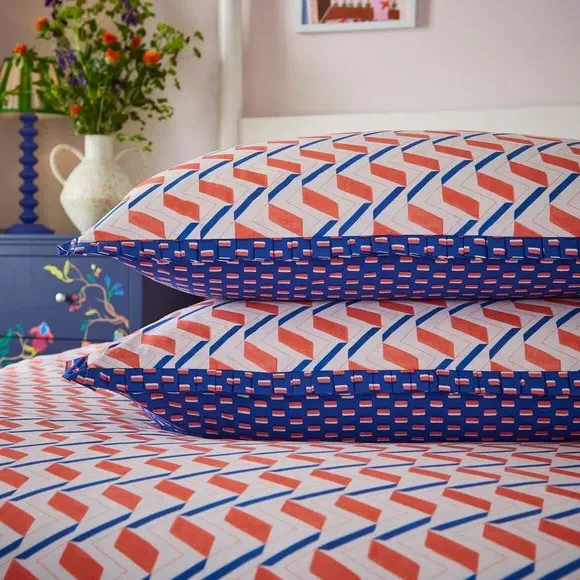 Zig Zag Duvet Cover Set - Multicolor, Cotton