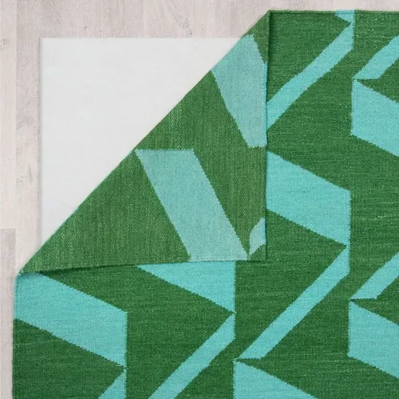 Zig Zag Runner Rug - Green, Wool