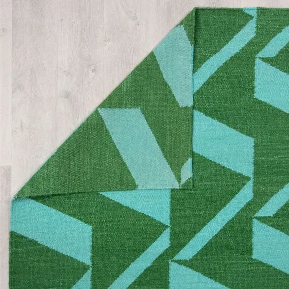 Zig Zag Stair Runner - Green, Wool