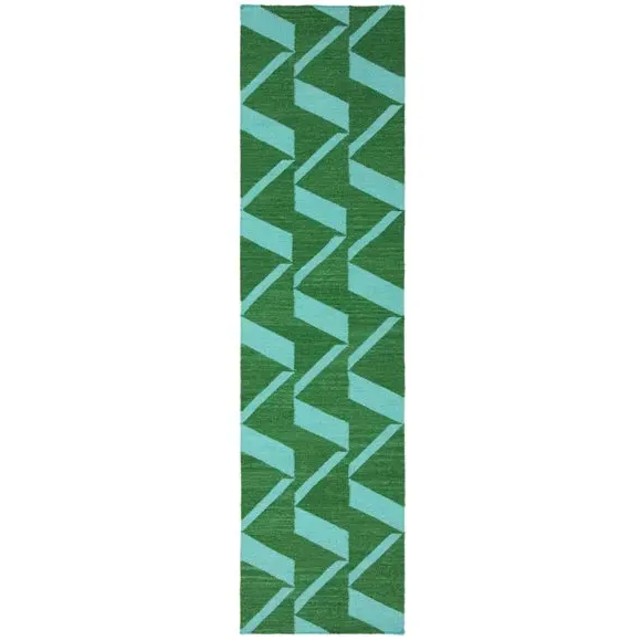 Zig Zag Stair Runner - Green, Wool