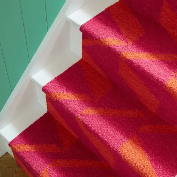 Zig Zag Stair Runner - Raspberry, Wool