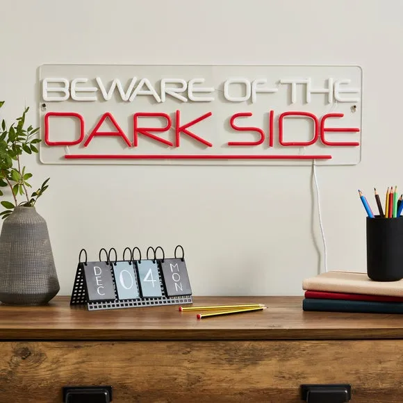 Beware Dark Side Neon Sign - Clear, LED