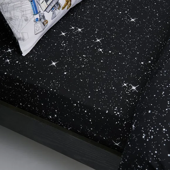 Fitted Sheet with Print - Black, Cotton Blend