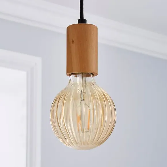 4W LED Bulb with Ribbed Design - Amber Glass