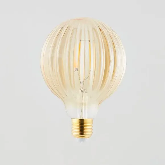 4W LED Bulb with Ribbed Design - Amber Glass