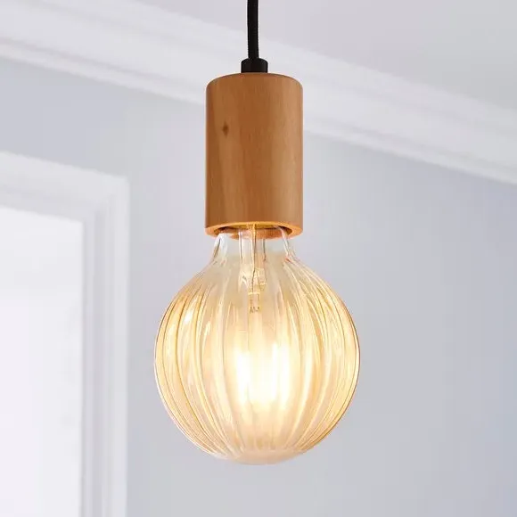 4W LED Bulb with Ribbed Design - Amber Glass image
