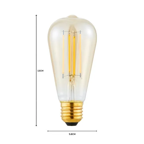5W ST58 LED Dimmable Bulb - Amber