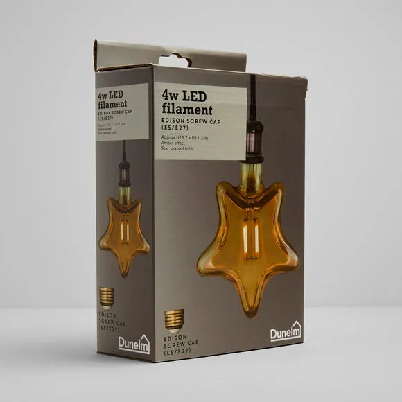 Star Shape LED Bulb 4W ES - Gold, Filament