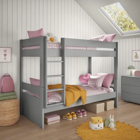 Bunk Bed with Ladder - Grey, Pine