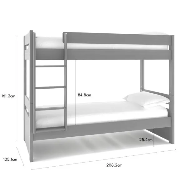 Bunk Bed with Ladder - Grey, Pine