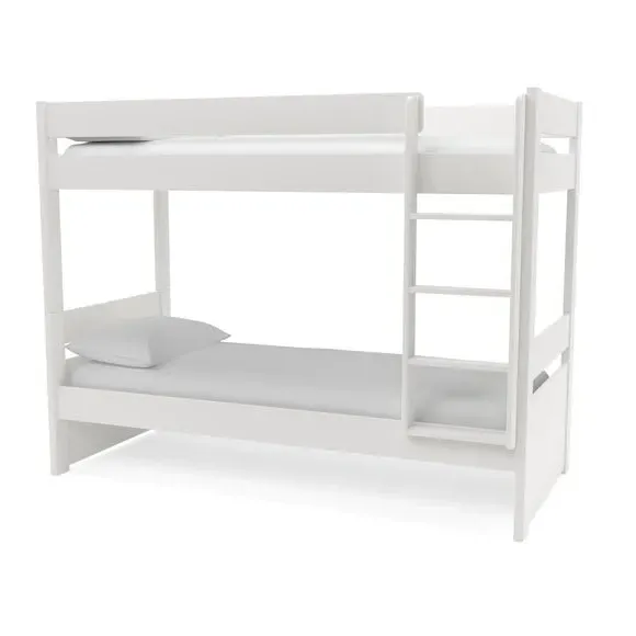 Bunk Bed with Ladder - White, Pine