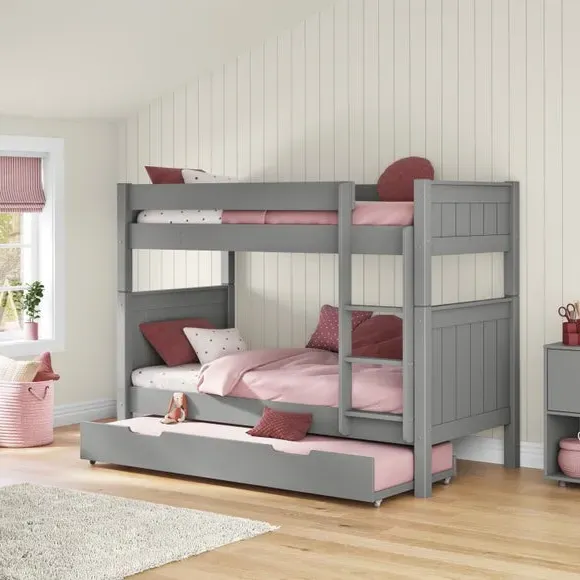 Bunk Bed with Open Trundle - Grey, Wood