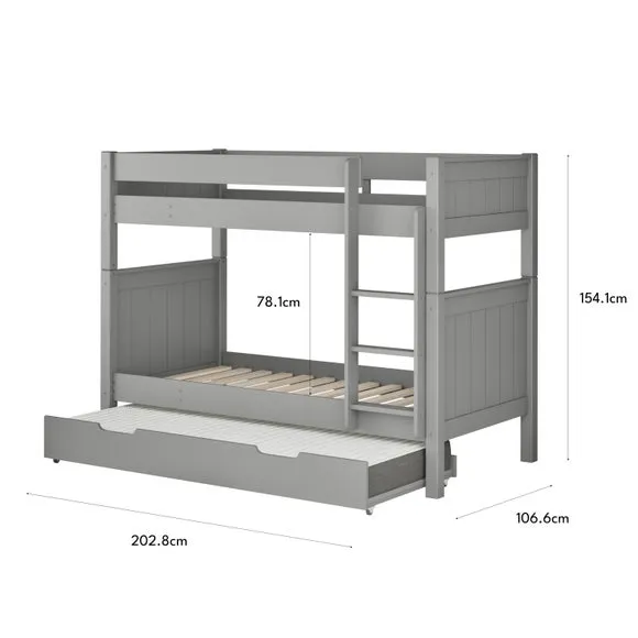 Bunk Bed with Open Trundle - Grey, Wood