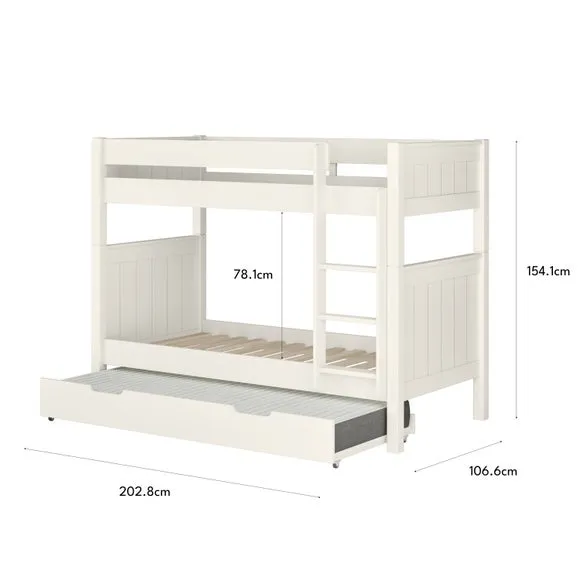 Bunk Bed with Open Trundle - White, Wood