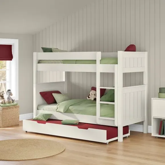 Bunk Bed with Open Trundle - White, Wood