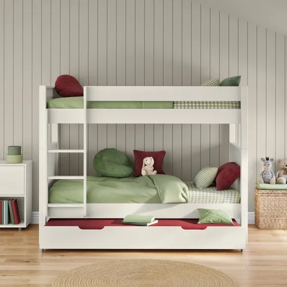 Bunk Bed with Open Trundle - White, Wood