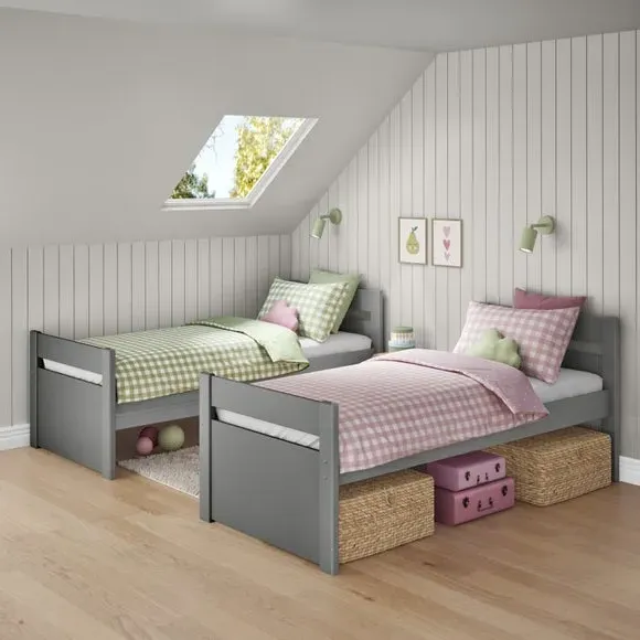 Bunk Bed with Storage - Grey, Pine