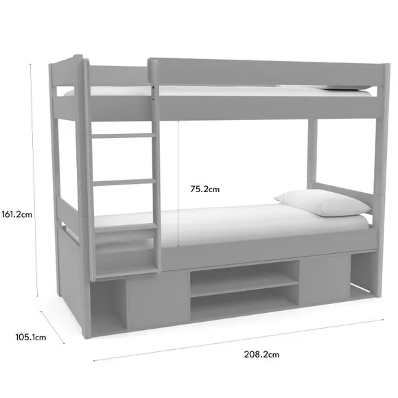 Bunk Bed with Storage - Grey, Pine