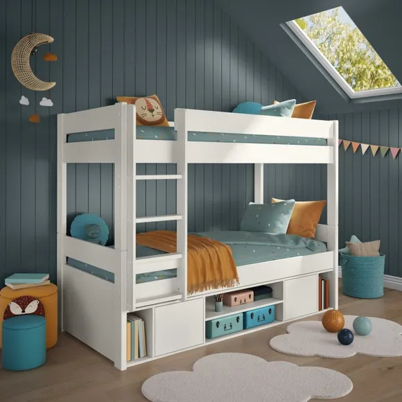 Bunk Bed with Storage - White, Pine