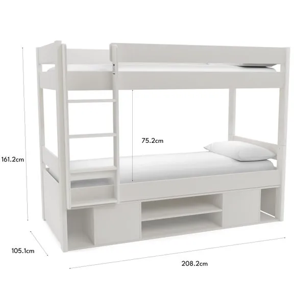 Bunk Bed with Storage - White, Pine