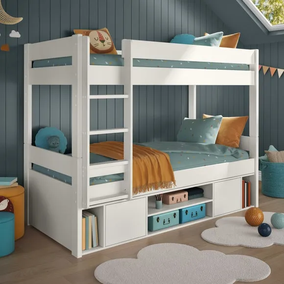 Bunk Bed with Storage - White, Pine