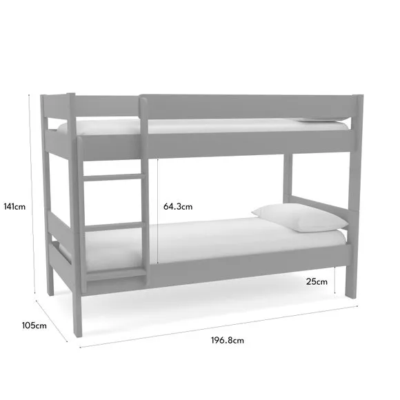 Compact Bunk Bed Convertible - Grey, Wood
