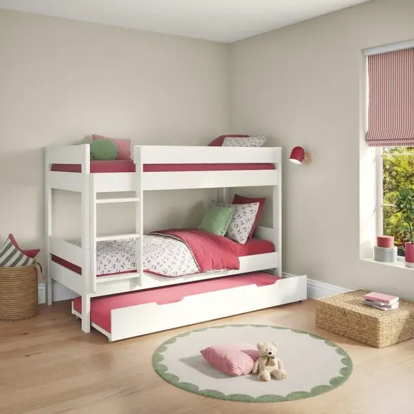 Compact Bunk Bed with Trundle - White, Wood